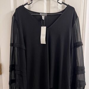Calvin Klein sheer sleeve shirt black